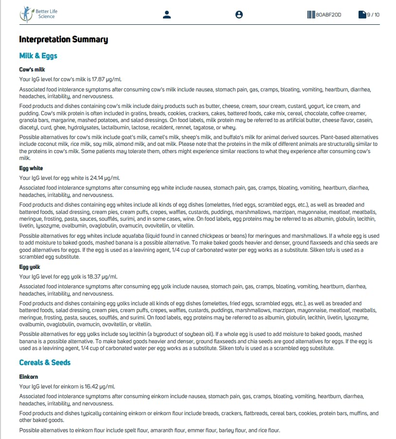 Food Sensitivity Comprehensive Test - 286 Food Intolerance Items Tested - Easy at-Home Collection