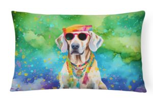 caroline's treasures dac2565pw1216 weimaraner hippie dawg fabric decorative pillow machine washable, indoor outdoor decorative pillow for couch, bed or patio, 12hx16w