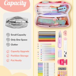 LISEVO Aesthetic Cute Large Pencil Case, Unique Big Capacity Colored Rainbow Pencil Cases Pouch School Office Stationery Organizer Bag for Girls Women with Compartments & Zipper