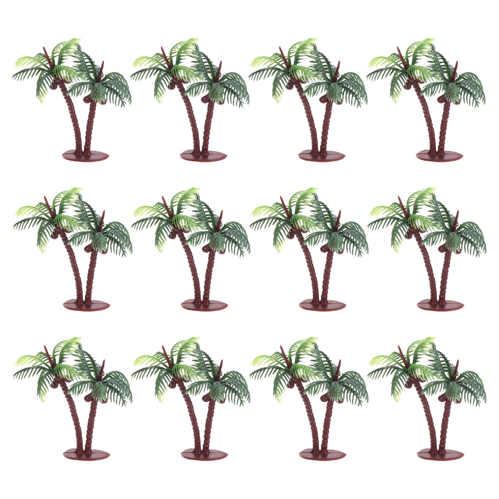 PATIKIL 2.8" Miniature Plastic Coconut Palm Tree, 12 Pack Mini Tree Decor Micro Plant Model for DIY Beach Landscape Prop Decoration, Green