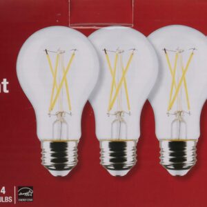 Satco S12463 8 Watt A19 LED Bulb, Clear, 3000K, Medium Base, 120 Volt, 4-Pack