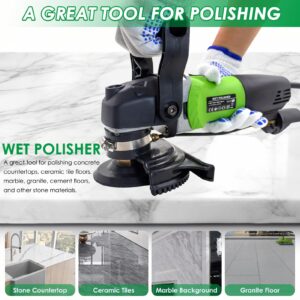 SDRTOP 800W Electric Wet Stone Polisher 4'' Variable Speed Grinder Buffing Machine, Countertop Concrete Polisher with 7PCS Diamond Polishing Pads for Granite, Tile, Cement Floor