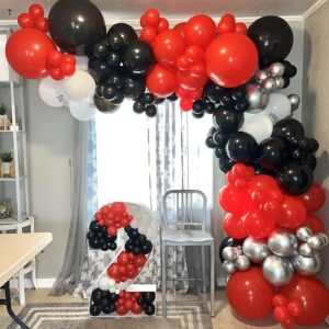 ADOINBY Red and Black Balloon Arch Kit, 140Pcs Different Sizes inch Black and Red Balloons and Confetti Party Balloon Garland Kit for Birthday, Wedding, Graduation, Anniversary, Prom Decorations