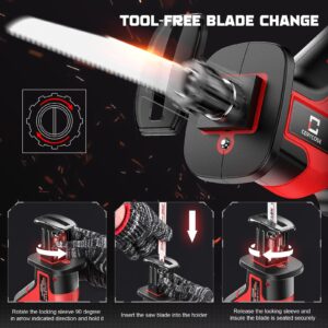 Cordless Reciprocating Saw for Milwaukee m18 18V Battery, Brushless motor, Variable Speed 0-3000 Spm,Tool Free Blade Change, 4 Saw Blades for Wood/Metal/PVC Cuts (NO Battery Included)