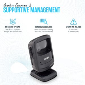 DS9208 ZEBRA Motorola Symbol Digital Handsfree 1D/2D Barcode Scanner with USB Cable and Microfiber Cleaning Cloth - High Performance Scanning, Compact Design, 1-Year Warranty, Standard Range (Renewed)