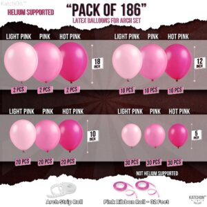 KatchOn, Pink Balloon Arch Kit - 18 Inch, Huge Pack of 186 | Hot Pink Balloons for Pink Party Decorations | Hot Pink Birthday Decorations | Bachelorette Party Decorations, Bridal Shower Decorations