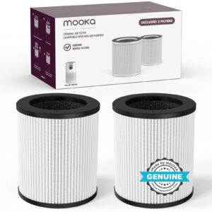 mooka official certified h13 true hepa replacement filter compatible with m03 air purifier (2 pack)