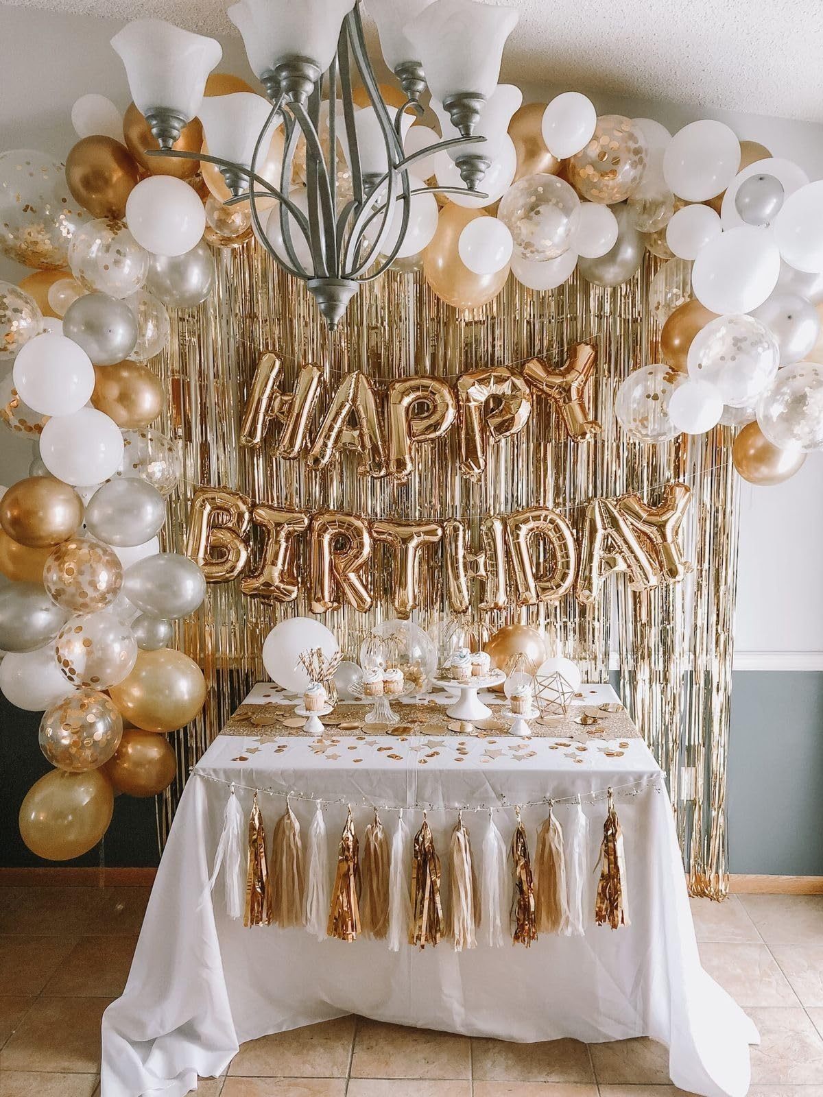 [85 PCS] 16" Gold Letter Number Balloons, Happy Birthday & 2 Sets of A-Z 0-9, Foil Mylar Aluminum Hanging Alphabet for Graduation New Year eve Birthday Party Decorations