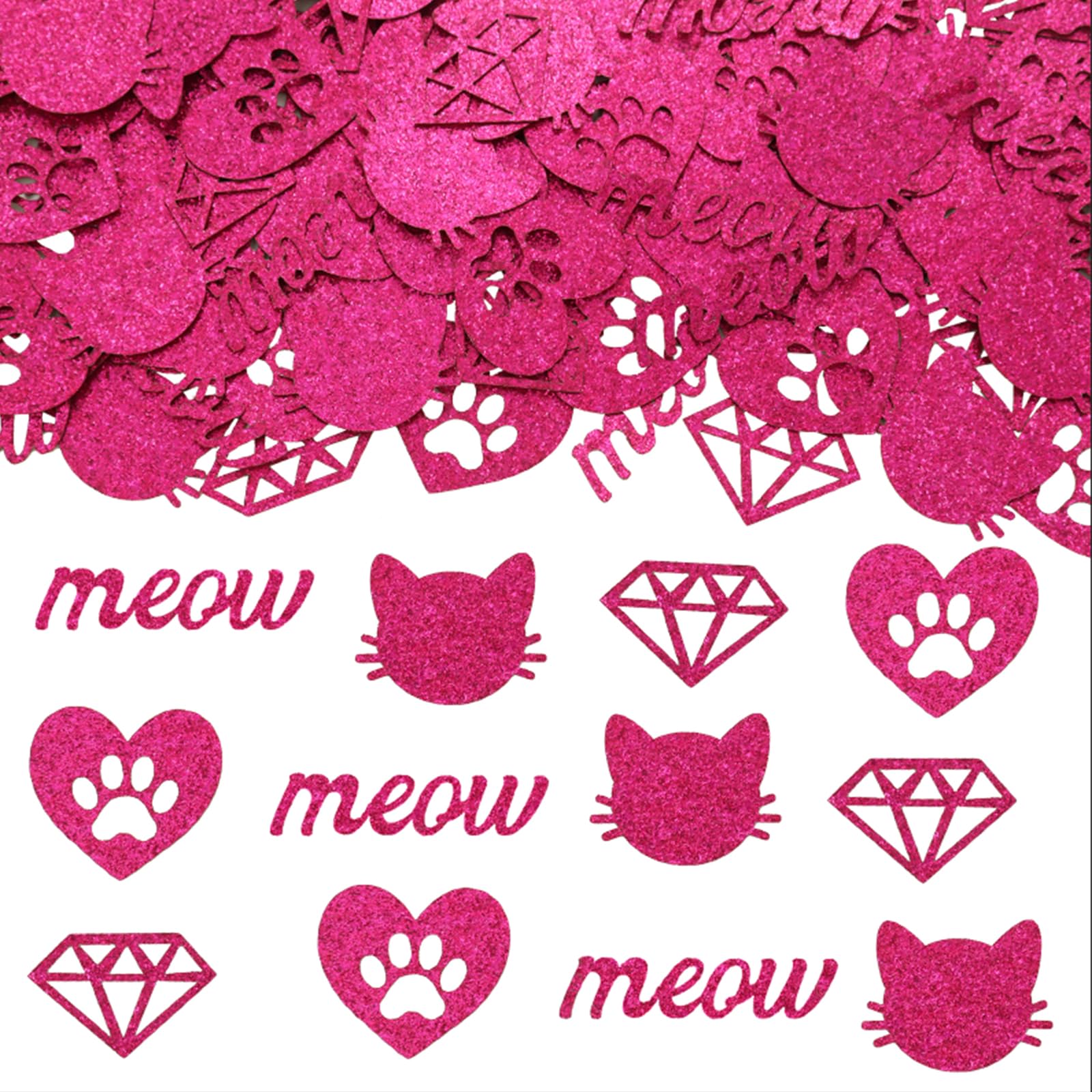 200 Pieces Cat Themed Confetti for Bachelorette Party - Last Meow Before The Vow Decorations, Cat Bridal Shower Confetti Table Scatter Decor, Meow Cat Party Supplies