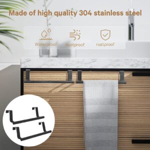 2Pcs Black Towel Rack,Hangable Cabinet Door Towel Rack,Stainless Steel Over The Door Towel Bar for Home and Hotel,Universal Fit on Kitchen Bathroom Over Cabinet Cupboard(36cm)