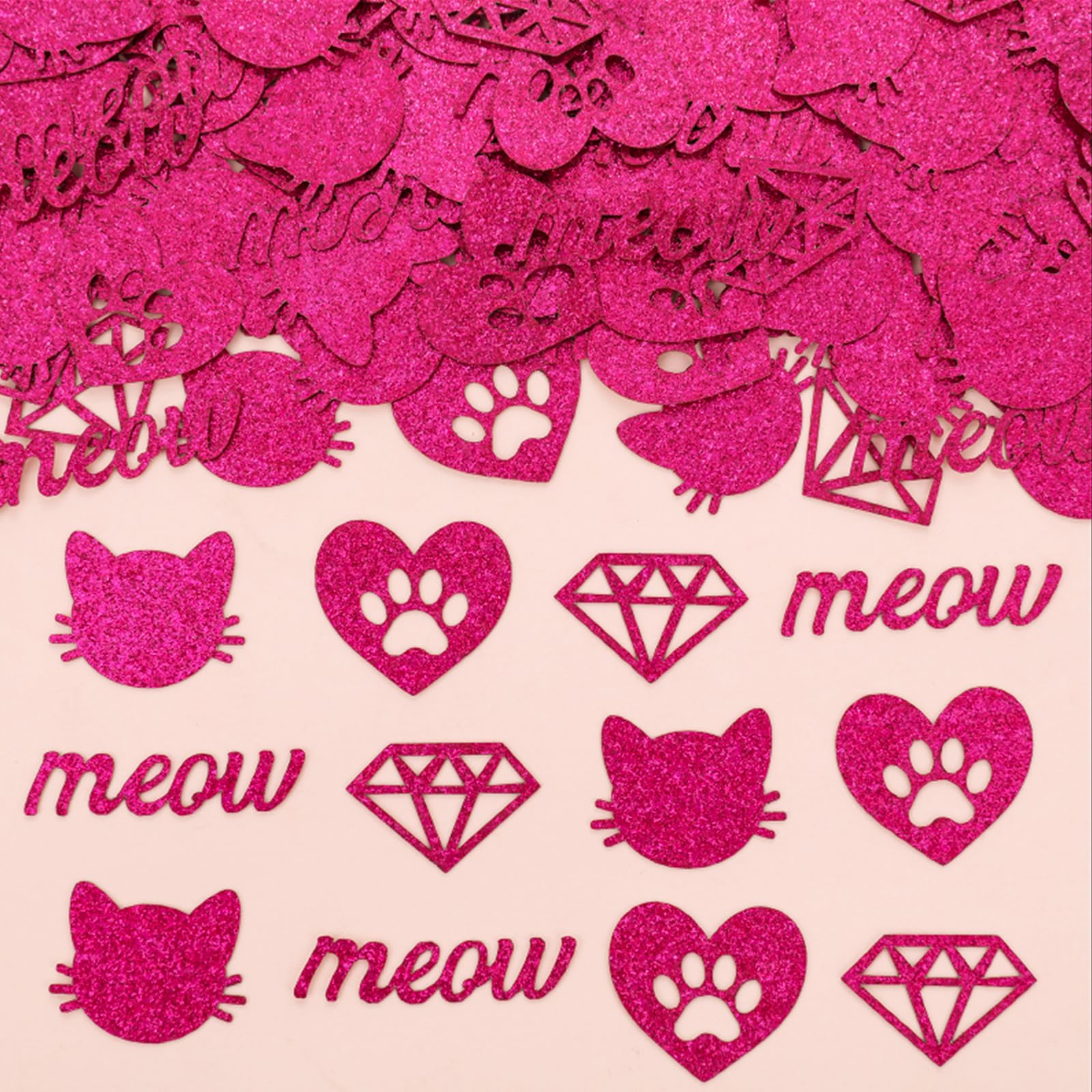 200 Pieces Cat Themed Confetti for Bachelorette Party - Last Meow Before The Vow Decorations, Cat Bridal Shower Confetti Table Scatter Decor, Meow Cat Party Supplies