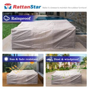 Patio Furniture Covers Outdoor Furniture Covers for Patio Furniture Waterproof Patio Set Cover fit for Patio Sectional Sofa Set Outdoor Dining Set, Khaki (83 x 83 x 28)