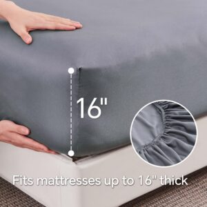 INFIIXSO Twin Sheets Set Grey - 100% Rayon Derived from Bamboo, 3 Pieces Cooling Sheets Set, Deep Pocket up to 16", Soft Silky Luxury Bedding Sheets & Pillowcases