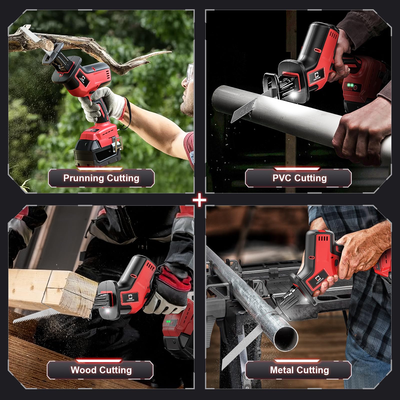 Cordless Reciprocating Saw for Milwaukee m18 18V Battery, Brushless motor, Variable Speed 0-3000 Spm,Tool Free Blade Change, 4 Saw Blades for Wood/Metal/PVC Cuts (NO Battery Included)