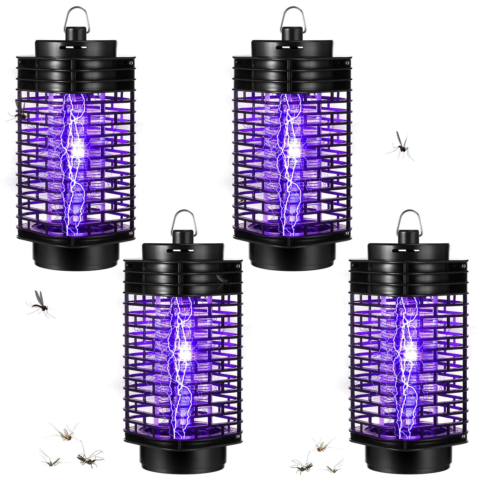 Kittmip 4 Pcs Bug Zapper Mosquito Zapper Fly Traps Indoor for Home Mosquito Repellent Outdoor Patio Insect Mosquito Trap Killer for Kitchen Backyard Garden Camping Bedroom Office Fruit, Black