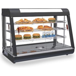 lumelay 3-tier food warmer countertop pizza warmers, 35-inch display commercial pastry patty warmer w/ 3d heating with led lighting case for buffet restaurant heater food service, l35 x w19 x h25