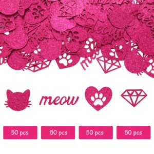 200 Pieces Cat Themed Confetti for Bachelorette Party - Last Meow Before The Vow Decorations, Cat Bridal Shower Confetti Table Scatter Decor, Meow Cat Party Supplies