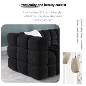 Olodumare 2 Pcs Sectional Sofa 2+3 Cloud Couch with Extra Deep Seats,5 Seater Sofa,Modern Boucle Couch with 4 Pillows Decor Furniture,Marshmallow Tufted Couch for Living Room.Loveseat+Sofa,Black