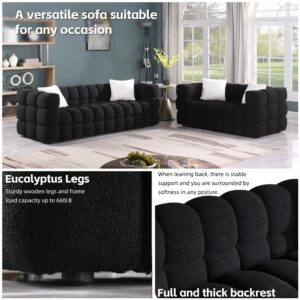 Olodumare 2 Pcs Sectional Sofa 2+3 Cloud Couch with Extra Deep Seats,5 Seater Sofa,Modern Boucle Couch with 4 Pillows Decor Furniture,Marshmallow Tufted Couch for Living Room.Loveseat+Sofa,Black