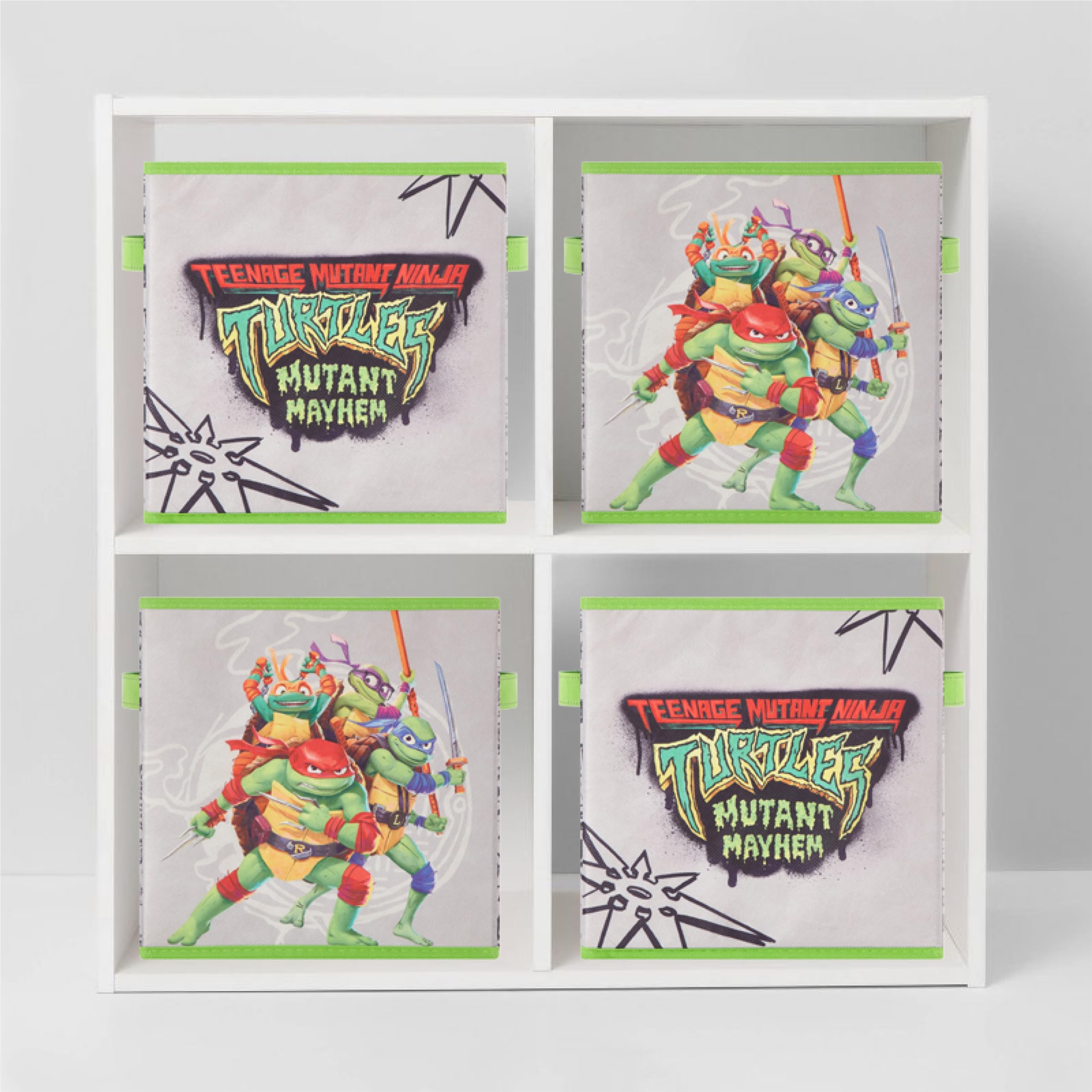 Idea Nuova Teenage Mutant Ninja Turtles: Mutant Mayhem Set of Two Spacious Collapsible Storage Cubes, 10"x10"