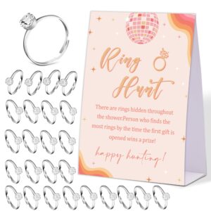 disco ball ring hunt game, find the rings bridal shower game with 30 fake rings, boho bridal shower decorations, wedding shower or bachelorette party supplies - 04