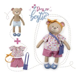 kullaloo Doll Sewing Panel for Intermediate Skills ✦ with Video Instructions ✦ Cut & Sew Fabric Panel Doll with Clothes: Dress Me Bestie Betsy Bear