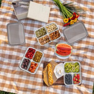 Freshmage® Veggie Tray with Lid, Small Divided Serving Tray Container with 4 Removable Compartments for Food Storage of Fruits/Vegetables/Snacks, DISHWASHER SAFE & BPA-FREE