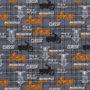 motorcycle mania cotton calico fabric (1 yard) – printed sewing fabric by the yard – lightweight precut fabric for sewing clothes, homeware, & other accessories – diy craft fabric