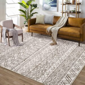 rugsreal boho moroccan area rug 5x7 machine washable rug modern geometric distressed carpet rug stain resistant non-slip accent rug coffee table rug farmhouse dining office bedroom decor, taupe