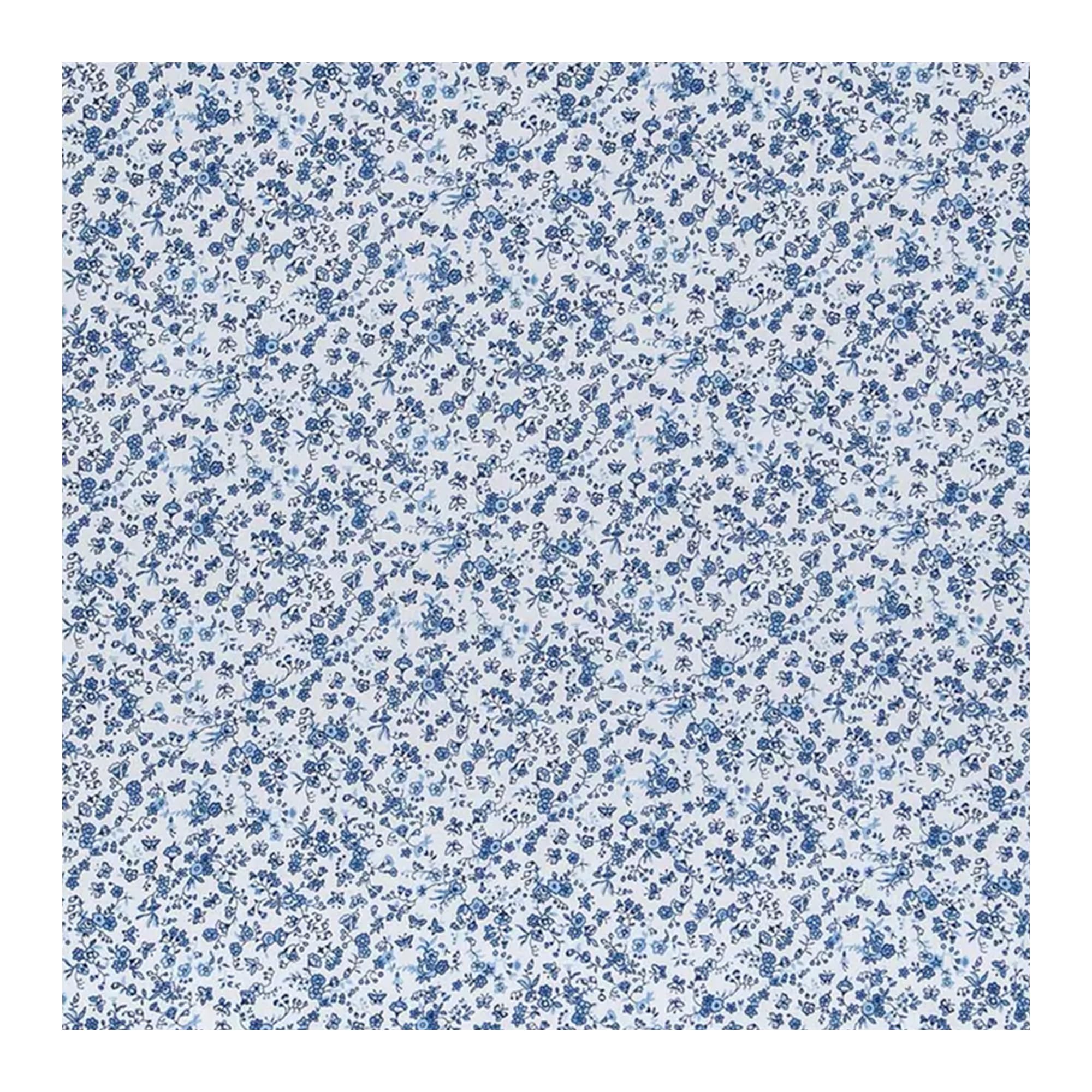 White & Blue Monotone Floral Cotton Calico Fabric (2 Yard) – Printed Sewing Fabric by The Yard – Lightweight Precut Fabric for Sewing Clothes, Homeware, & Other Accessories – DIY Craft Fabric