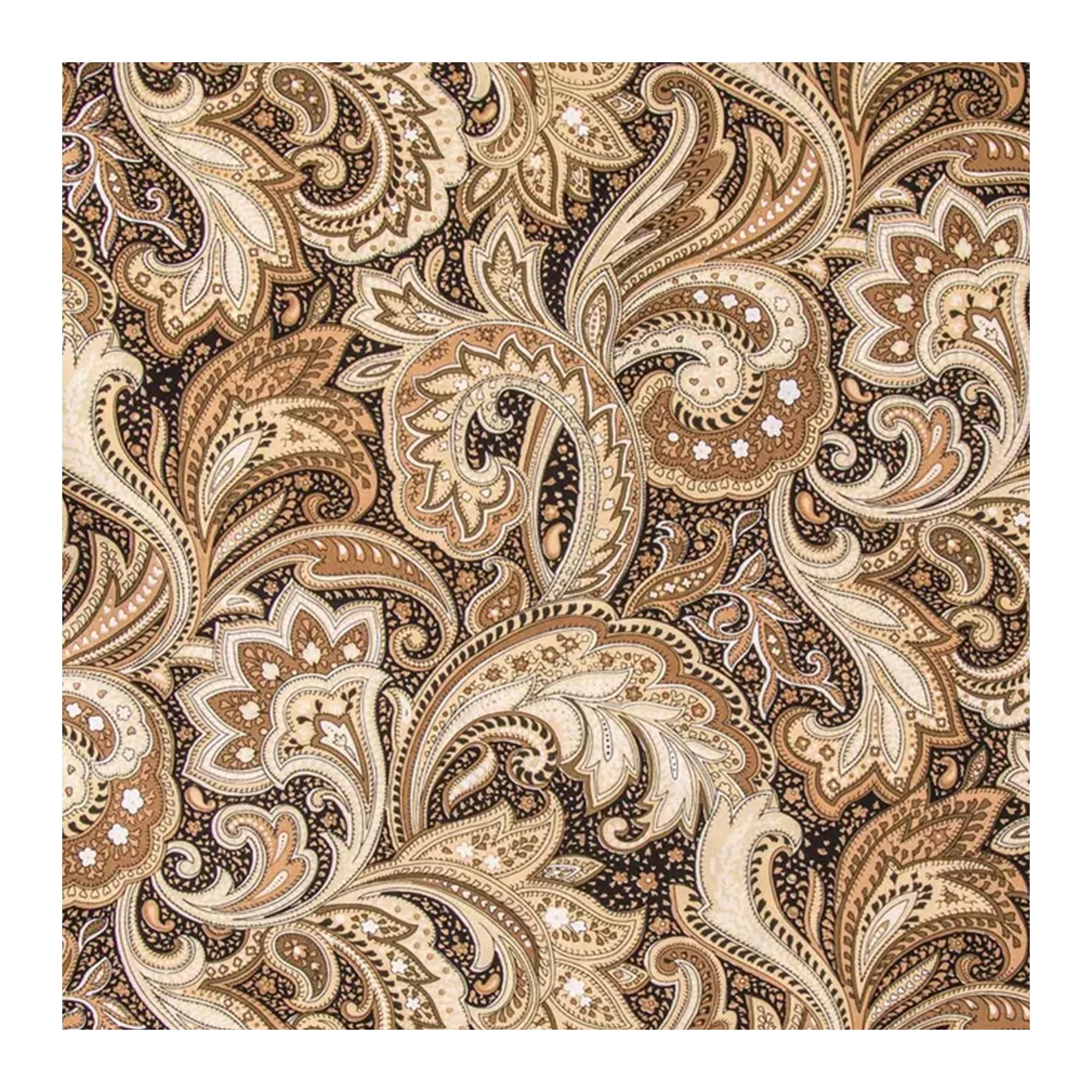 Perugina Paisley Black & Khaki Cotton Calico Fabric (1 Yard) – Printed Sewing Fabric by The Yard – Lightweight Precut Fabric for Sewing Clothes, Homeware, & Other Accessories – DIY Craft Fabric