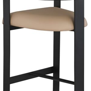 Meridian Furniture 414Tan-C Romeo Collection Modern | Contemporary Counter Stool with Soft Tan Vegan Leather, Matte Black Metal Frame, 22.5" W x 20" D x 35.5" H, Tan, Set of 2