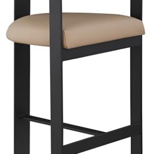 Meridian Furniture 414Tan-C Romeo Collection Modern | Contemporary Counter Stool with Soft Tan Vegan Leather, Matte Black Metal Frame, 22.5" W x 20" D x 35.5" H, Tan, Set of 2