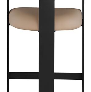 Meridian Furniture 414Tan-C Romeo Collection Modern | Contemporary Counter Stool with Soft Tan Vegan Leather, Matte Black Metal Frame, 22.5" W x 20" D x 35.5" H, Tan, Set of 2