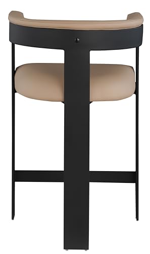 Meridian Furniture 414Tan-C Romeo Collection Modern | Contemporary Counter Stool with Soft Tan Vegan Leather, Matte Black Metal Frame, 22.5" W x 20" D x 35.5" H, Tan, Set of 2