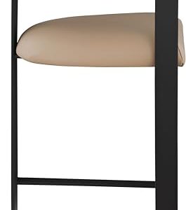 Meridian Furniture 414Tan-C Romeo Collection Modern | Contemporary Counter Stool with Soft Tan Vegan Leather, Matte Black Metal Frame, 22.5" W x 20" D x 35.5" H, Tan, Set of 2