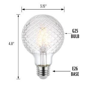 Westinghouse 5268020 5.5 Watt (40 Watt Equivalent) Cut Glass G25 Dimmable Clear Filament LED Light Bulb, Medium Base, 6 Pack