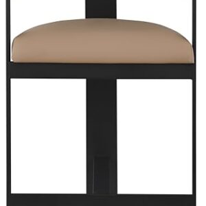 Meridian Furniture 414Tan-C Romeo Collection Modern | Contemporary Counter Stool with Soft Tan Vegan Leather, Matte Black Metal Frame, 22.5" W x 20" D x 35.5" H, Tan, Set of 2