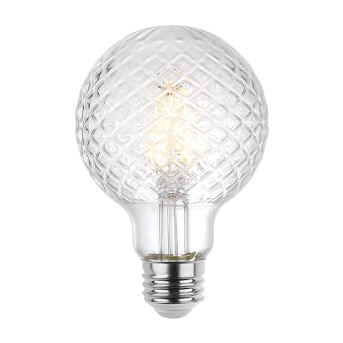 Westinghouse 5268020 5.5 Watt (40 Watt Equivalent) Cut Glass G25 Dimmable Clear Filament LED Light Bulb, Medium Base, 6 Pack