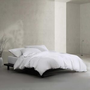 Calvin Klein - King Duvet Cover Set, Soft Cotton Jacquard Bedding, Crinkle Textured Home Decor (Washed Texture White, King)