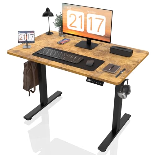 Kingant Electric Standing Desk Height Adjustable - 40 x 24 Inches Sit Stand up Desk & Memory Preset Ergonomic Rising Desks for Work, Home Office Workstation Gaming Rising Desk Study Table