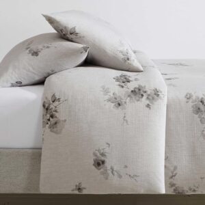 Calvin Klein - King Duvet Cover Set, Soft Cotton Bedding, Floral Home Decor (Aquarelle Floral Grey, King)