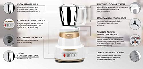 Panasonic Super Mixer Grinder MX-AV325 3 Stainless Steel Jars 600 Watts 110-120 Volt US & CANADA