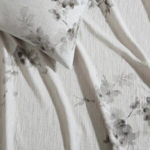 Calvin Klein - King Duvet Cover Set, Soft Cotton Bedding, Floral Home Decor (Aquarelle Floral Grey, King)