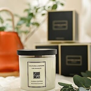 CULTURE & NATURE Lime Basil & Mandarin Scented Soy Candle (8oz), 100% Natural Soy Wax, Clean Long Burning Wooden Wick, Luxury Home Fragrance