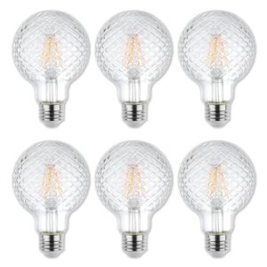 westinghouse 5268020 5.5 watt (40 watt equivalent) cut glass g25 dimmable clear filament led light bulb, medium base, 6 pack