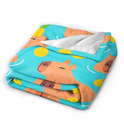 Cute Capybara Animal Pattern Blanket, Soft Blankets Flannel Bed Throw Cozy Lightweight Plush Gifts for Kids Boys Girls Women Men Sofa Couch Bedroom Living Rooms Warm All Season, Home Decor, 60"x50"