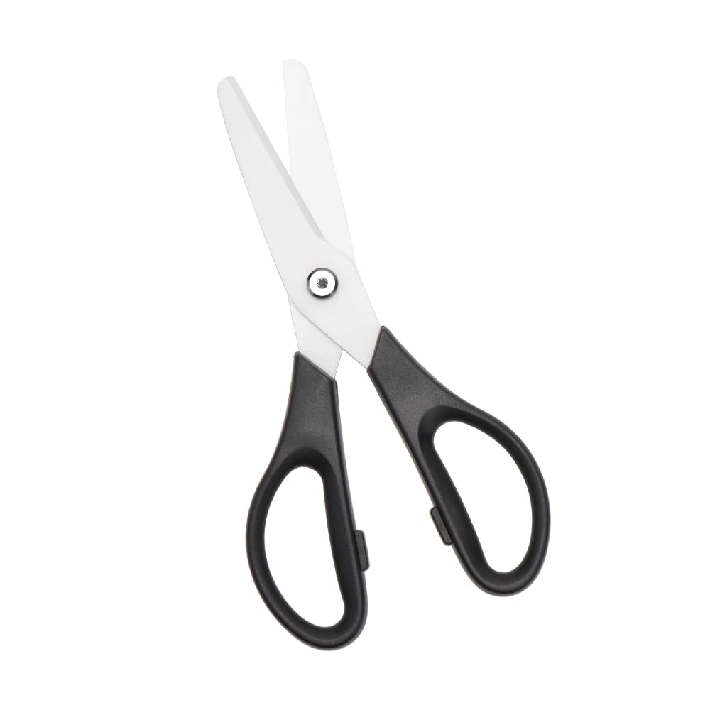 Kitchen Scissors 8" All Purpose Scissors Black Comfort ABS Grip White Sharp Ceramic Blades Cutter Blunt Tip Safe Cutting Gadgets Shears for Food Craft Home Office Classroom