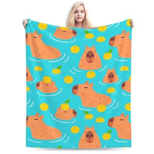 Cute Capybara Animal Pattern Blanket, Soft Blankets Flannel Bed Throw Cozy Lightweight Plush Gifts for Kids Boys Girls Women Men Sofa Couch Bedroom Living Rooms Warm All Season, Home Decor, 60"x50"