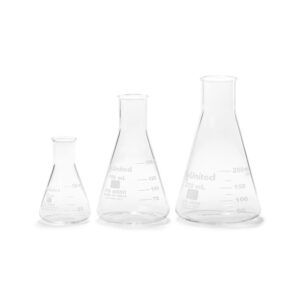 glass narrow mouth erlenmeyer flask set (fgset3) - 3 sizes - 50, 150 and 250ml, united scientific